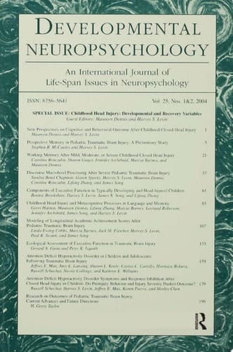 Childhood Head Injury Developmental and Recovery Variables: A Special Double Issue of Developmental Neuropsychology