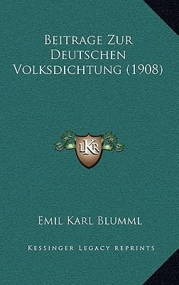 Beitrage Zur Deutschen Volksdichtung (1908) (German Edition)