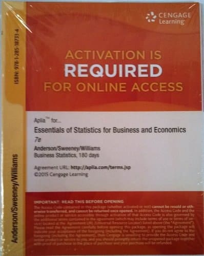 Aplia 1-Semester Printed Access Card for Anderson/Sweeney/Williams/Camm/Cochran's Essentials of Statistics for Business and Economics, 7th by Anderson (2014-01-01)