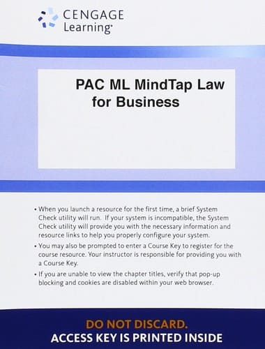 LMS Integrated for MindTap Business Law, 1 term (6 months) Printed Access Card for Ashcroft/Ashcroft/Patterson’s Cengage Advantage Books: Law for Business, 19th