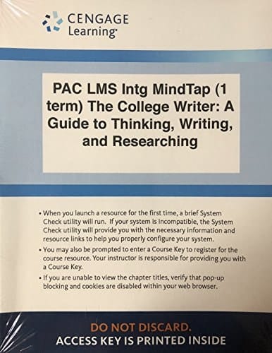 Lms Integrated Mindtap English, 1 Term (6 Months) Printed Access Card For Van Rys/meyer/vandermey/sebranek's The College Writer: A Guide To Thinking, Writing, And Researching, 6th