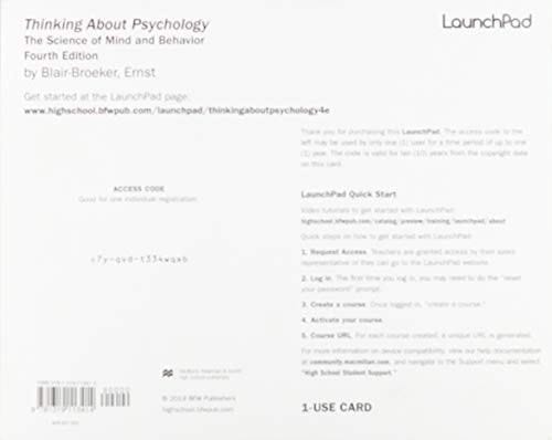 LaunchPad for Thinking About Psychology (One-Use Access)