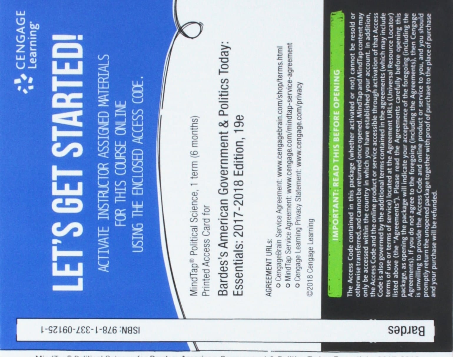 MindTap Political Science, 1 term (6 months) Printed Access Card for Bardes/Shelley/Schmidt's American Government and Politics Today: Essentials 2017-2018 Edition, 19th