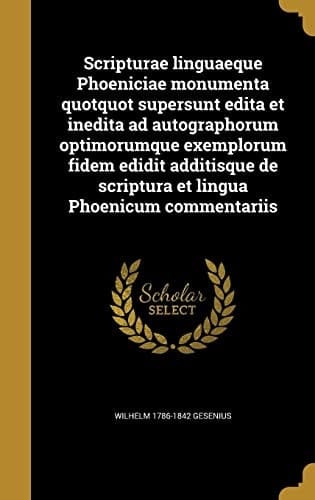 Scripturae Linguaeque Phoeniciae Monumenta Quotquot Supersunt Edita et Inedita Ad Autographorum Optimorumque Exemplorum Fidem Edidit Additisque de Scriptura et Lingua Phoenicum Commentariis