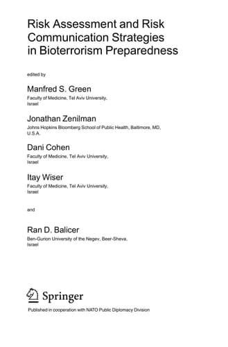 Risk Assessment and Risk Communication Strategies in Bioterrorism Preparedness