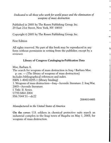 The Search for Weapons of Mass Destruction in Iraq