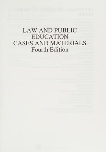 Law and Public Education Cases and Materials
