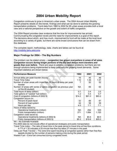 Urban Mobility Report (2004)
