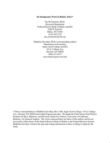 Do Immigrants Work in Riskier Jobs?