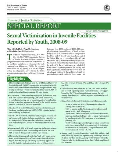 Sexual Victimization in Juvenile Facilities Reported by Youth, 2008-2009