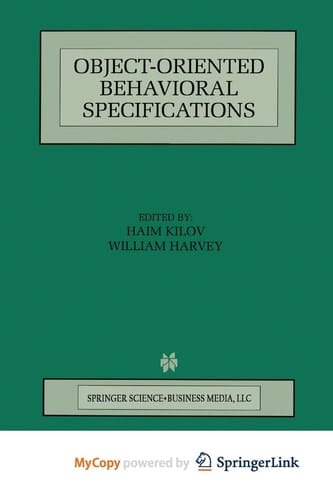 Object-Oriented Behavioral Specifications