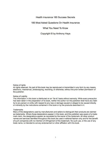 Health insurance 185 Success Secrets - 185 Most Asked Questions On Health insurance - What You Need To Know