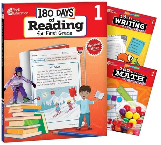 180 Days of Reading, Writing, and Math for First Grade 3-Book Set
