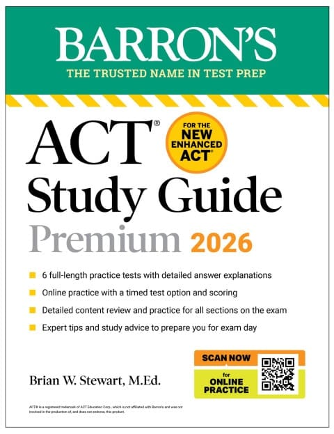 ACT Study Guide Premium, 2026: 6 Practice Tests + Comprehensive Review + Online Practice for the New Enhanced ACT