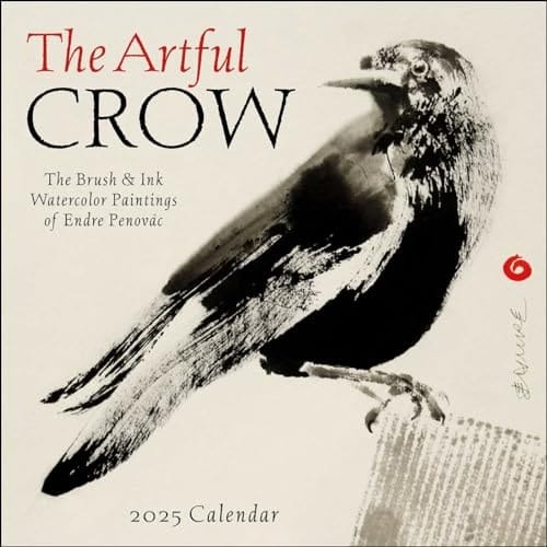 The Artful Crow 2025 Wall Calendar: Brush & Ink Watercolor Paintings by Endre Penovác