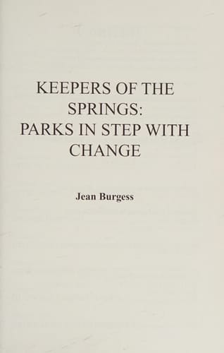 Keepers of the Springs Parks in Step with Change