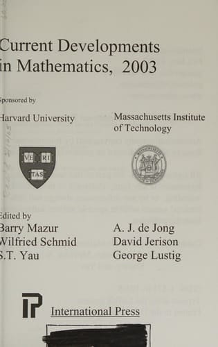 Current Developments in Mathematics, 2003