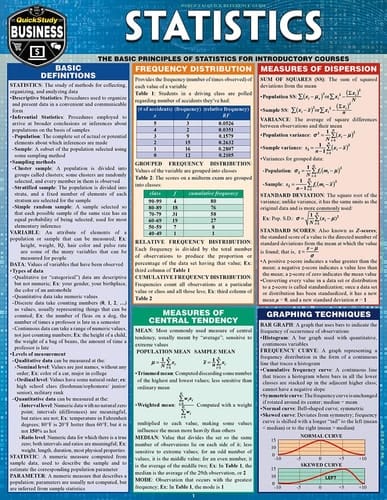 Statistics A QuickStudy Laminated Reference Guide