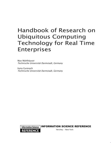 Handbook of Research on Ubiquitous Computing Technology for Real Time Enterprises