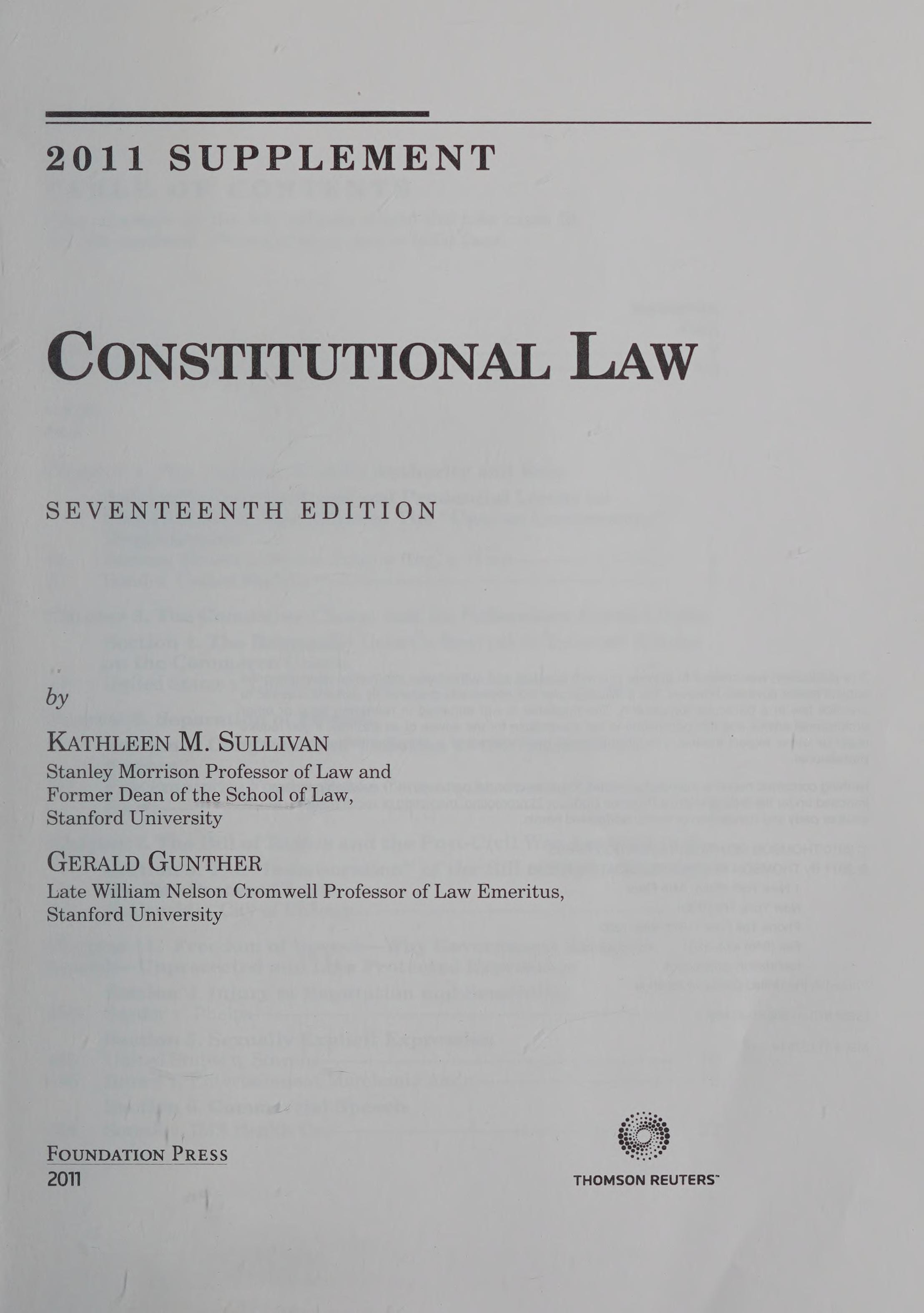 Constitutional Law 2011 Supplement