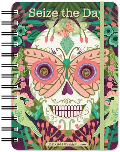 Sugar Skull 2022 Weekly Planner: On-the-Go 17-Month Calendar with Pocket (Aug 2021 - Dec 2022, 5" x 7" closed): Seize the Day