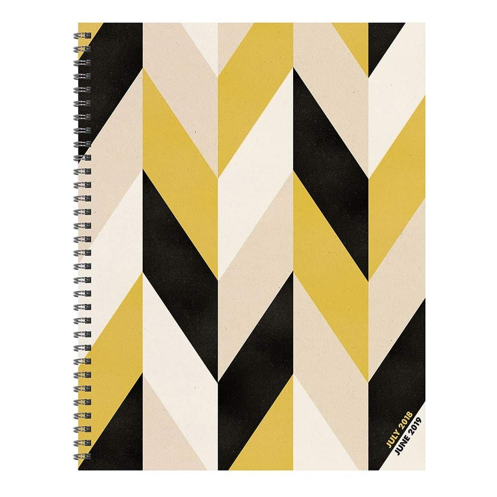 TF Publishing 19-9781A July 2018 - June 2019 Geometric Large Weekly Monthly Planner, 9 x 11", Beige, Black & Gold