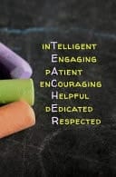 TEACHER Intelligent, Engaging, Patient, Encouraging, Helpful, Dedicated, Respected Blank Journal and Gift for Teachers