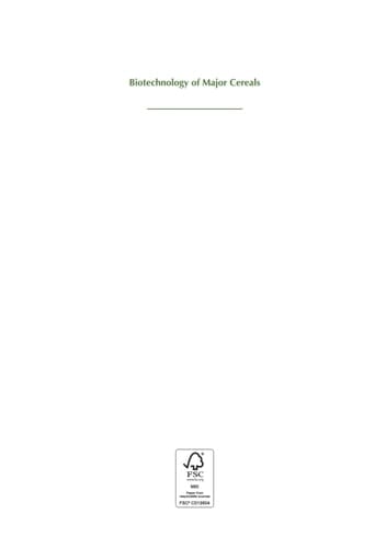 Biotechnology of Major Cereals