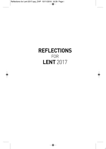 Reflections for Lent 2017