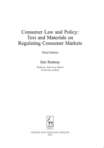 Consumer Law and Policy