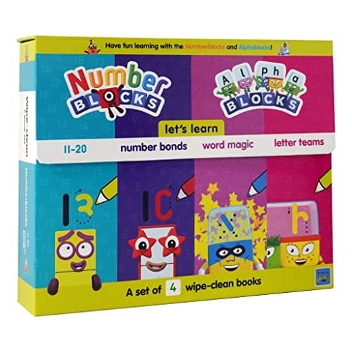 Numberblocks and Alphablocks: Let's Learn Numbers and Letters 4-Book Wipe-Clean Box Set: 4 Wipe-clean books with pens included