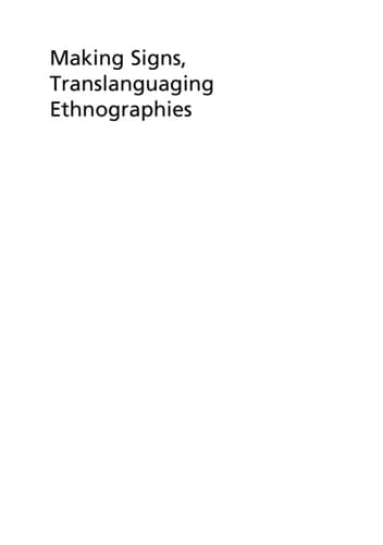 Making Signs, Translanguaging Ethnographies