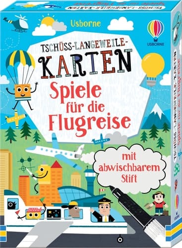 Tschüss-Langeweile-Karten: Spiele für die Flugreise mit abwischbarem Stift