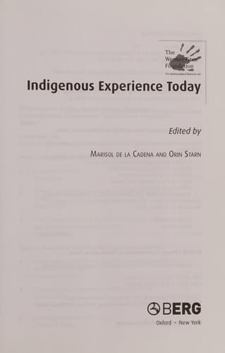 Indigenous Experience Today