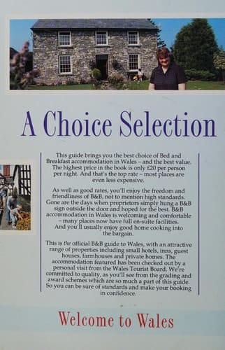 Wales Bed and Breakfast, 1996
