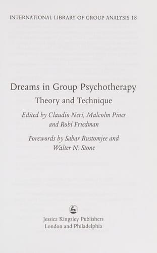 Dreams in Group Psychotherapy Theory and Technique