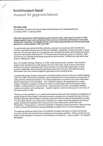 Donald Judd: Single Stacks 1964-1969