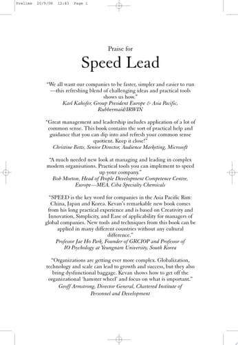 Speed Lead Faster, Simpler Ways to Manage People, Projects and Teams in Complex Companies