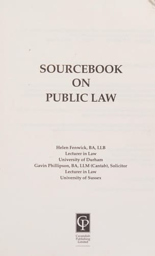 Sourcebook on Public Law (Sourcebook Ser.))
