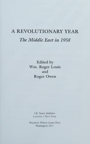 A Revolutionary Year The Middle East in 1958