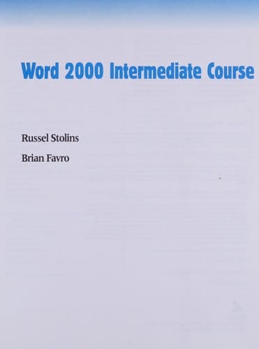 Word 2000 Intermediate Course