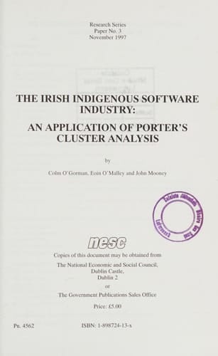 The Irish Indigenous Software Industry An Application of Porter's Cluster Analysis