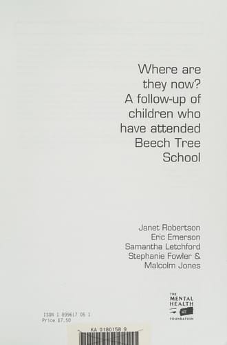 Where are They Now? A Follow-up of Children who Have Attended Beech Tree School