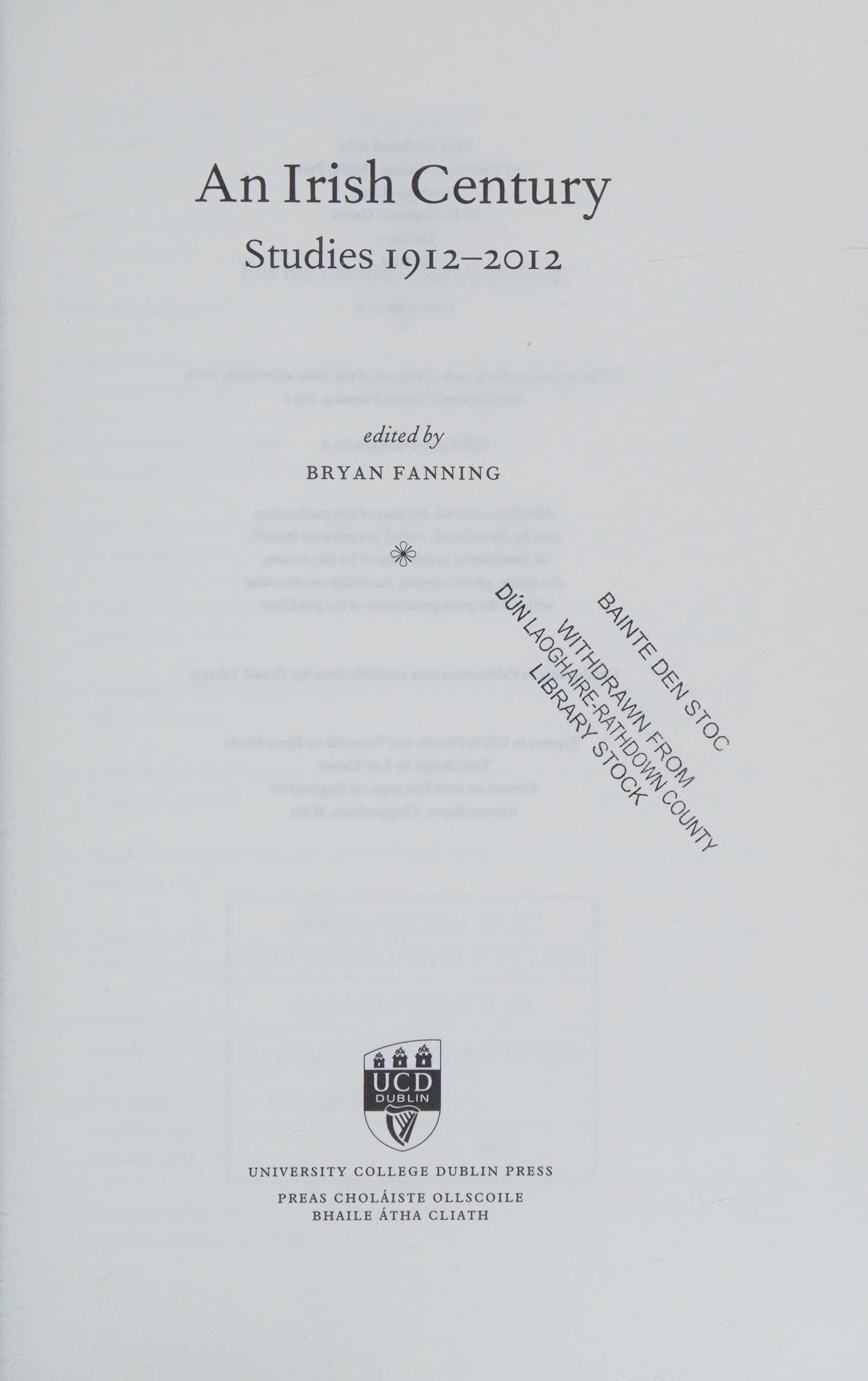 An Irish Century Studies 1912-2012