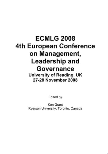ECMLG2008-Proceedings of the 4th European Conference on Management Leadership and Governance ECMLG