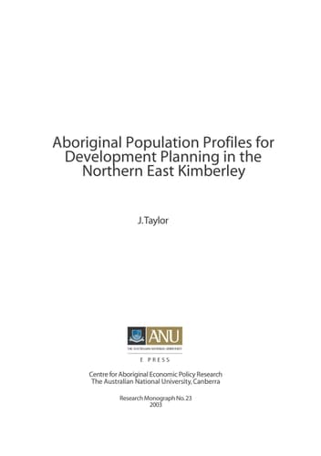 Aboriginal Population Profiles for Development Planning in the Northern East Kimberley