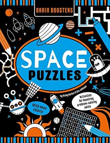 Brain Boosters Space Puzzles (with neon colors) Learning Activity Book for Kids Activities For Boosting Problem-Solving Skills