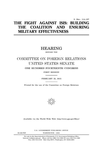 The Fight Against ISIS Building the Coalition and Ensuring Military Effectiveness
