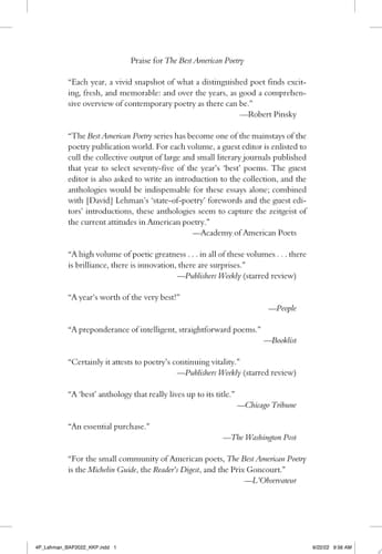 The Best American Poetry 2022