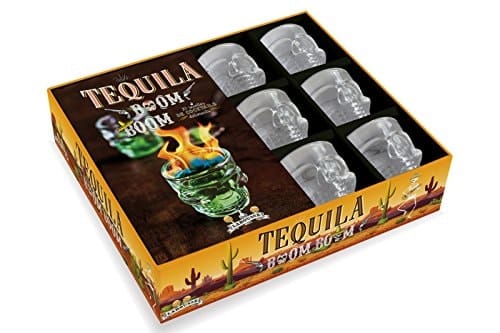 Coffret Téquila Boom boom Teq paf et autres cocktails détonants. Contient : 1 livre de 20 recettes, 6 shooters en verre